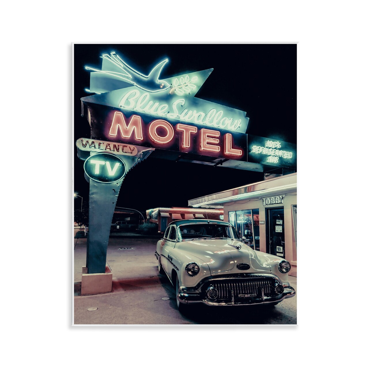 Stupell Industries Vintage Motel Getaway Car Wall Plaque Art Design by Graffi*tee Studios